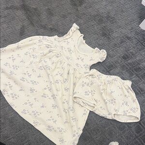 Quincy Mae Cream and Blue Floral Kids Dress Set